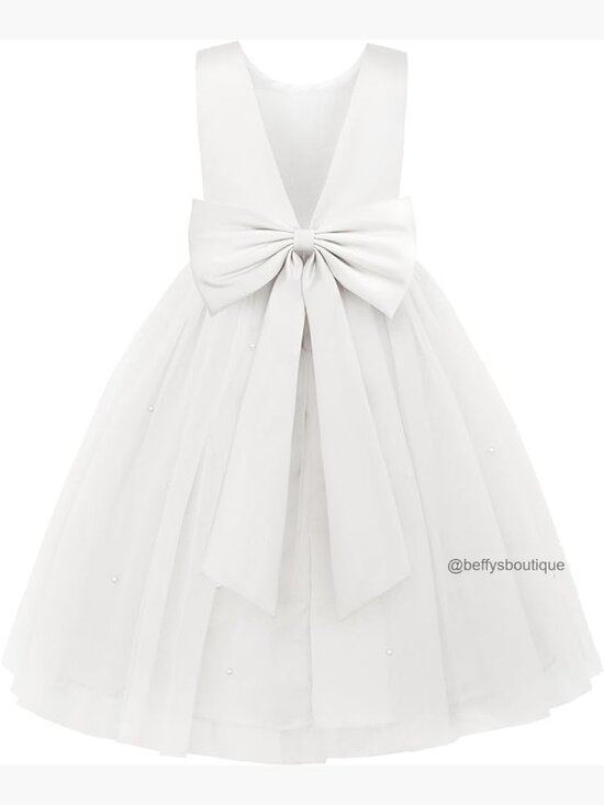 Other - Flower Girl Dress Satin A-Line Tulle Skirt Bowknot Back Zipper